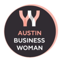 Austin Business Woman Logo - ABW Logo reading "Austin Business Woman" in bold pink and white lettering.